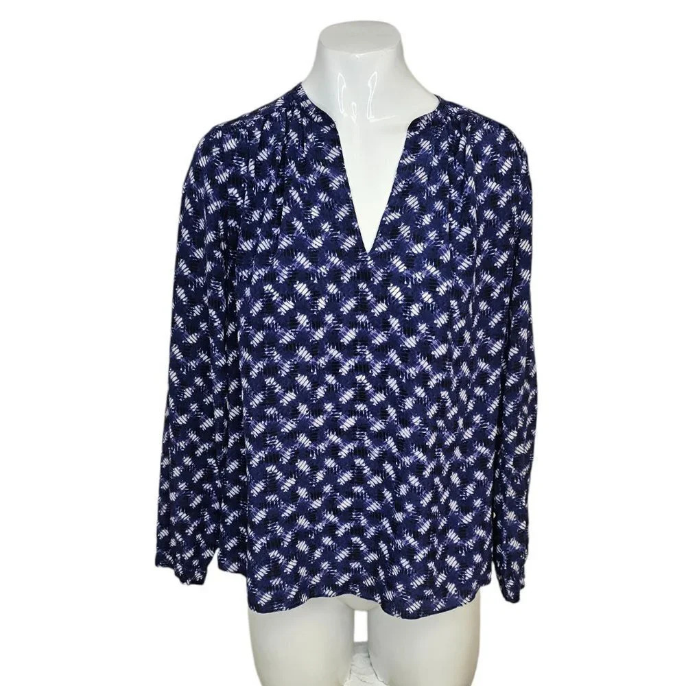 Rebecca Taylor Womens V Neck 100% Silk Abstract Top Size 0